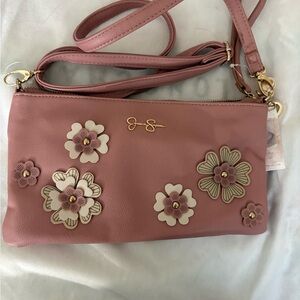 Jessica Simpson Mauve Floral Crossbody Bag